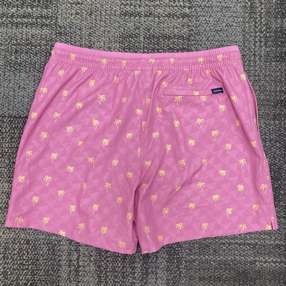 CHUBBIES MENS XL the Gumballs 5.5" SWIM TRUNKS mesh liner pink palm tree beach - Picture 5 of 7